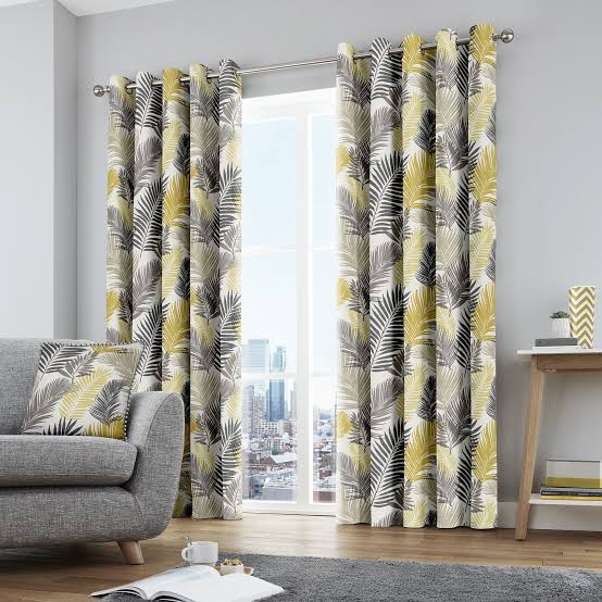 DUCK COTTON CURTAINS PAIR WITH LINING 5.5 X 7.5 FOOT EACH