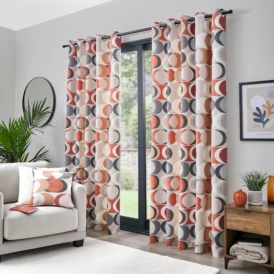 DUCK COTTON CURTAINS PAIR WITH LINING 5.5 X 7.5 FOOT EACH