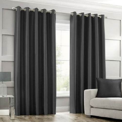 SILK CURTAINS SILVER BLACK