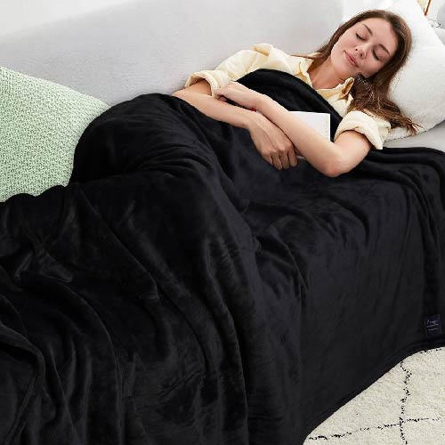 FLEECE AC BLANKET PREMIUM SUPERSOFT QUALITY KING SIZE BLACK