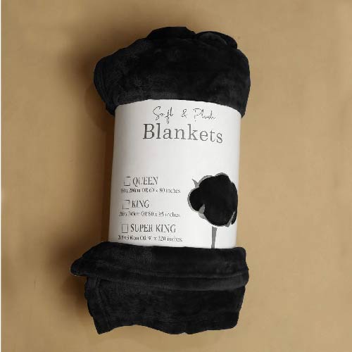FLEECE AC BLANKET PREMIUM SUPERSOFT QUALITY KING SIZE BLACK