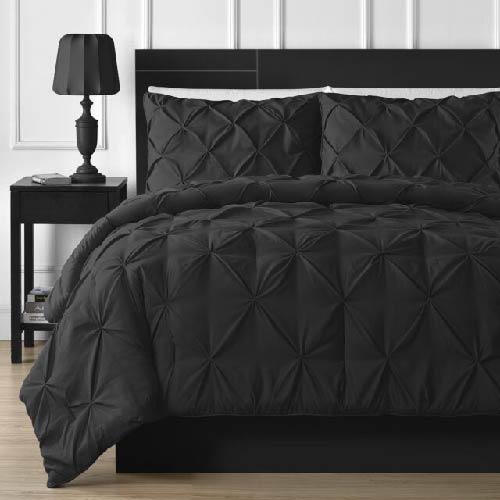 8 PCS COTTON DIAMOND DESIGN DUVET COVERS SET BLACK