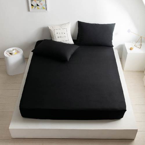 COTTON FITTED SHEET PREMIUM QUALITY BLACK