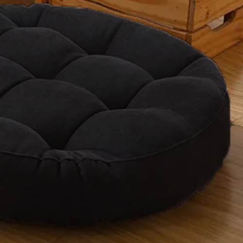 VELVET SUPERSOFT ROUAD SHAPE COMFY FLOOR CUSHIONS 19 X19 INCHES BLACK