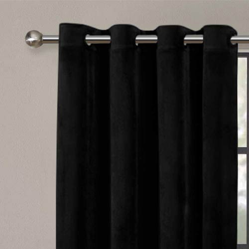PLAIN DYED PREMIUM VELVET CURTAINS (PAIR) BLACK