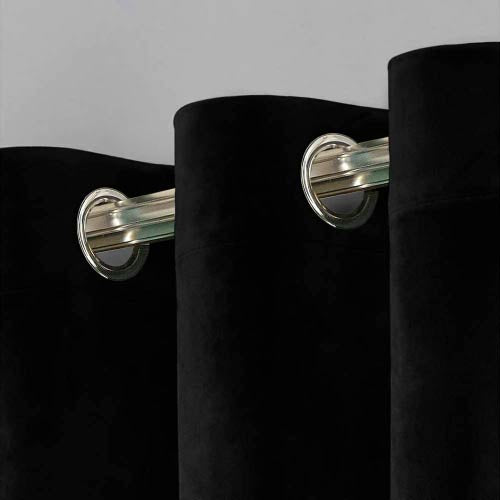 PLAIN DYED PREMIUM VELVET CURTAINS (PAIR) BLACK