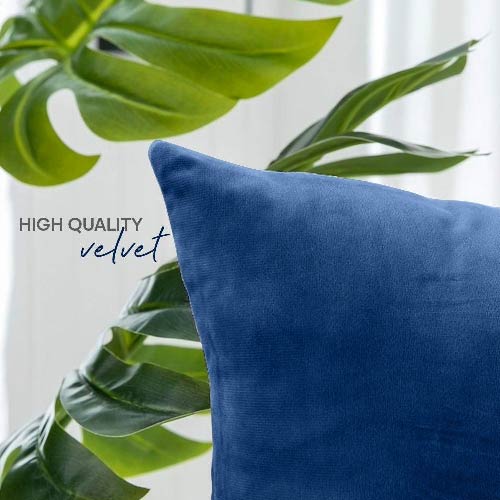 VELVET CUSHION COVER PREMIUM QUALITY 16 X 16 INCHES BLUE