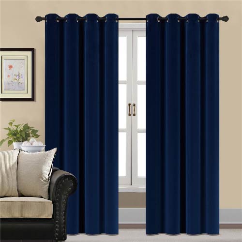 PLAIN DYED PREMIUM VELVET CURTAINS (PAIR) BLUE