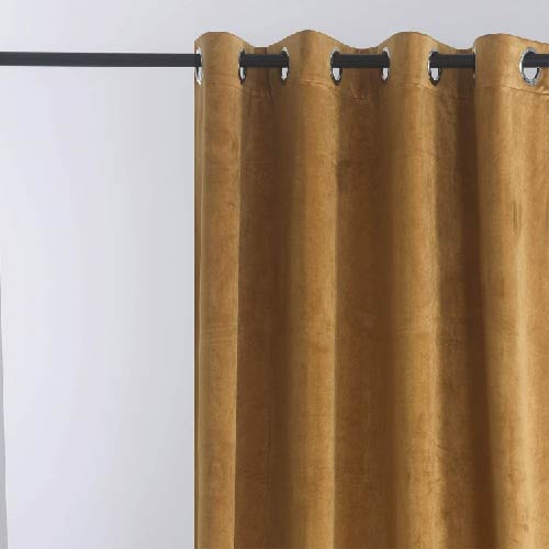 PLAIN DYED PREMIUM VELVET CURTAINS (PAIR) CAMEL BROWN