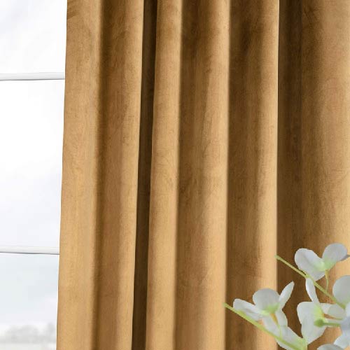 PLAIN DYED PREMIUM VELVET CURTAINS (PAIR) CAMEL BROWN