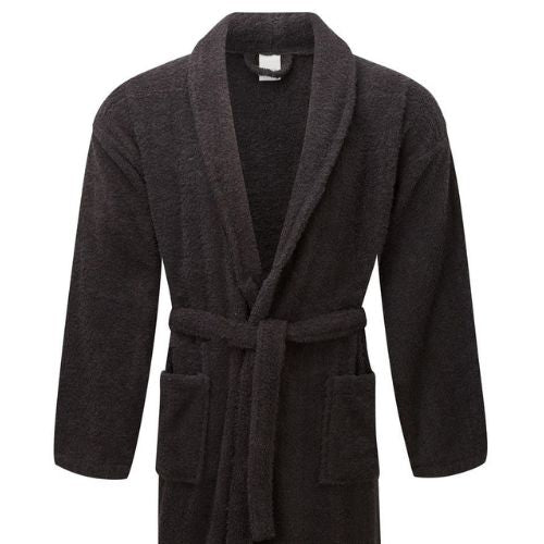 BATHROBE GOWN LUXURIOUS EGYPTIAN COTTON COMB BLACK