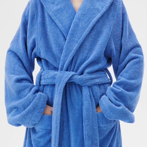 BATHROBE GOWN LUXURIOUS EGYPTIAN COTTON COMB SKY BLUE