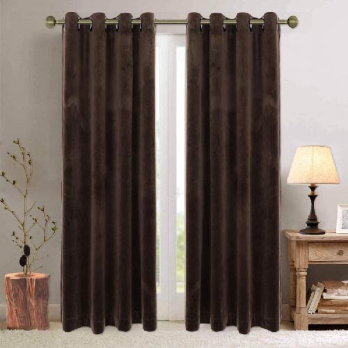 PLAIN DYED PREMIUM VELVET CURTAINS (PAIR) CHOCOLATE BROWN