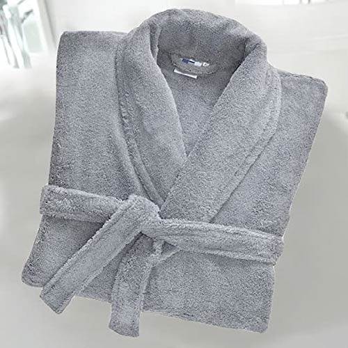 BATHROBE GOWN LUXURIOUS EGYPTIAN COTTON COMB GREY