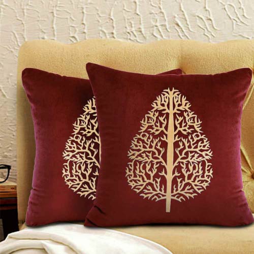 VELVET CUSHION COVERS PREMIUM QUALITY WITH LASER CUTWORK 16 X 16 INCHES BLACK