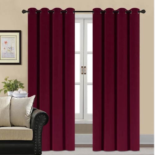 PLAIN DYED PREMIUM VELVET CURTAINS (PAIR) MAROON