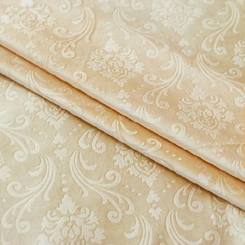 VELVET CURTAINS PREMIUM QUALITY EMBOSSED STUFF (PAIR) CREAM