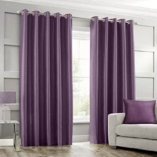 SILK CURTAINS SILVER PURPLE