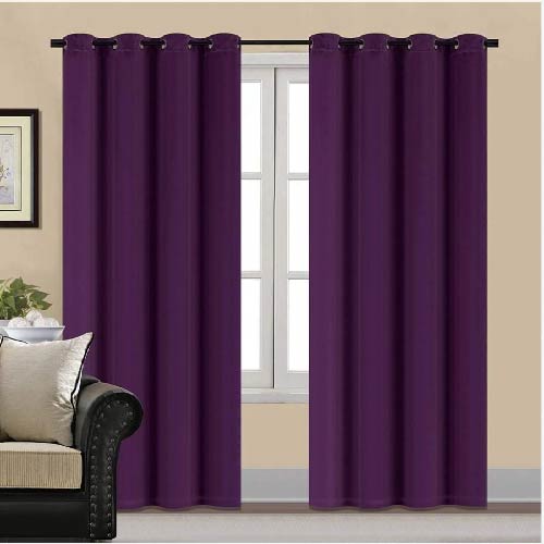 PLAIN DYED PREMIUM VELVET CURTAINS (PAIR) PURPLE