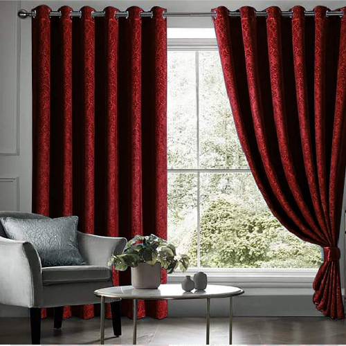 VELVET CURTAINS PREMIUM QUALITY EMBOSSED STUFF (PAIR) SHOCKING PINK
