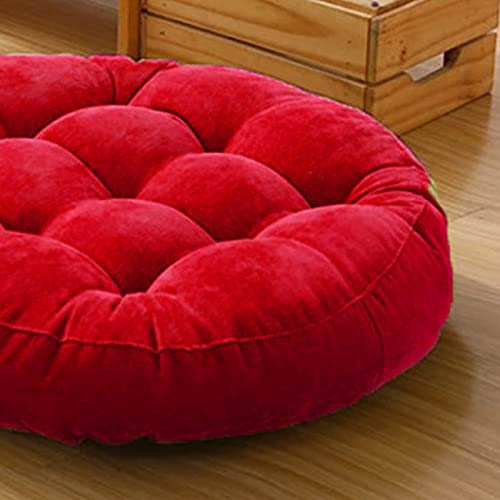 VELVET SUPERSOFT ROUAD SHAPE COMFY FLOOR CUSHIONS 19 X19 INCHES RED