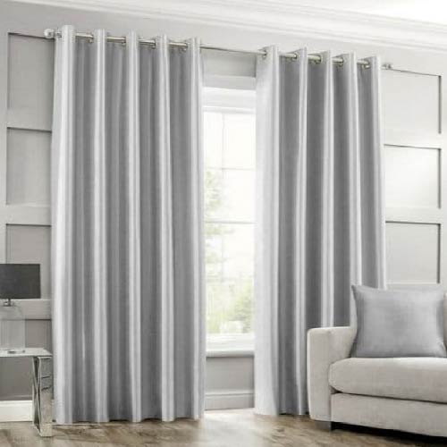 SILK CURTAINS SILVER GREY