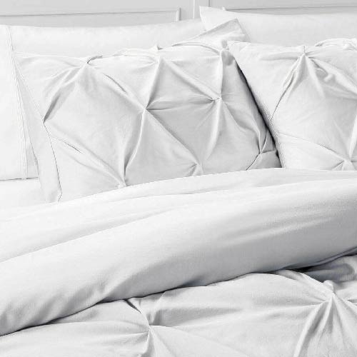 8 PCS COTTON DIAMOND DESIGN DUVET COVERS SET WHITE