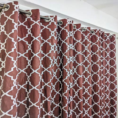 DUCK COTTON CURTAINS PAIR ABSTRACT DESIGN 48 X 90 INCHES EACH